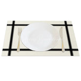 Lofaris Modern Black and White Cross Stripe Set of 4 Placemats for Geometric Minimalist Kitchen Decor
